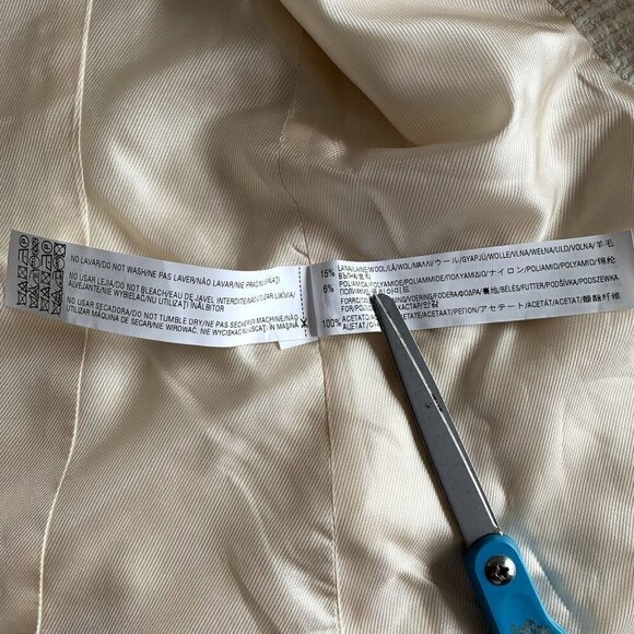 Zara Basic Open Front Long Sleeve Lined Blazer Jacket SZ XS Ivory Pockets - Picture 6 of 11